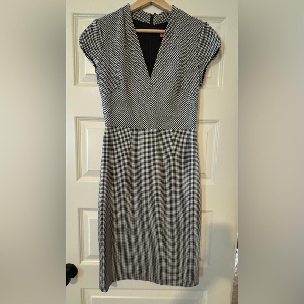 Betsey Johnson Black and White Houndstooth Midi Dress